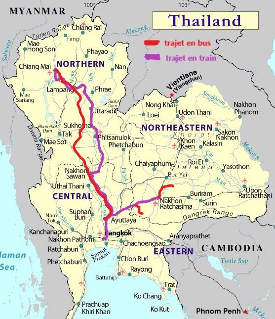 Deux semaines en Thailande du nord (itineraire en transport)